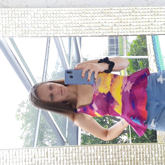 Multicolor sleeleless peplum top - Picture 2 of 6